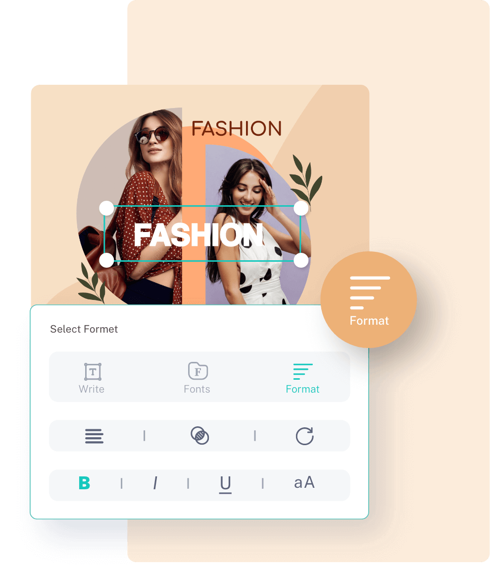 brandbaba app showing how to format post