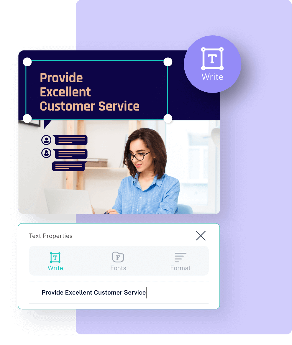 brandbaba app showing how to add text in post